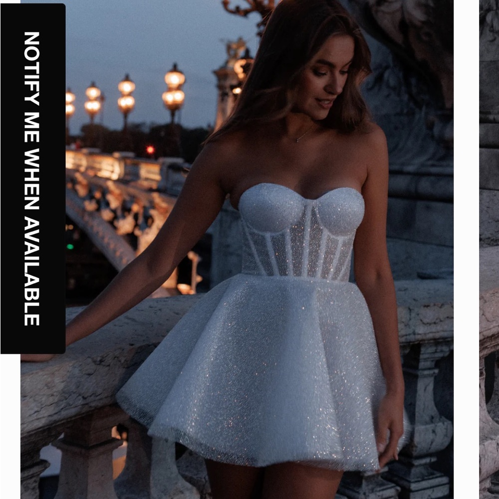 Rosie etienne emmelie white bridal tulle flare mini sparkle dress size 4